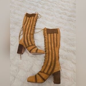Silent D Stylish Tan Lace-Up Boots for Women